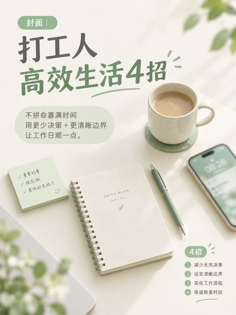 打工人高效生活图文封面